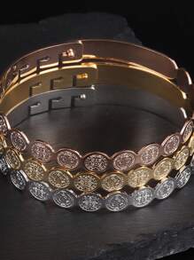 精致不锈钢圣本笃十字架天主教手镯 基督教圣本笃手镯 女士护身符首饰 - 銀色 - 查看 5