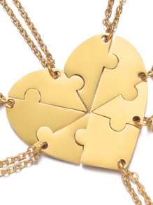 3pcs/4pcs/5pcs/6pcs/7pcs/Set Fashion Gold Plating Stainless Steel Customized Laser Name Letter Puzzled Heart Pendant Necklace For Friend For Family,Gold,Stylish,Colorful,Vintage,Hipster,Simple,Y2k,2000s Fashion,Custom,Personalized,Unique,Ideal Gifts For Him,Ideal Gifts For Her,Her,Boyfriend,Girlfriend,Dad,Mom,Family,Friends,For Anniversaries,For Birthdays,For Graduation,For Prom,For Party,Jewelry Women