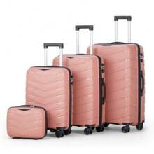 V-Shaped Stripes 4-Piece Suitcase With PP Handbag PP Trolley Case 14in 20in 24in 28in PP Iron Trolley Fashionable Color