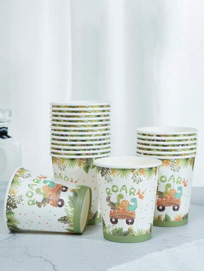 10pcs/25pcs Dinosaur Party Themed Paper Cups, Disposable Paper Cups, 9-Ounce/250ml Paper Cups, Disposable Beverage Cups, Disposable Coffee Cups For Birthday Parties, Suitable For Weddings, Homes, Offices, Beverage Cups, Cold Drink Cups, Hot Tea Cups, Coffee Cups, Dining Cups, Birthday Party Supplies And Matching Accessories