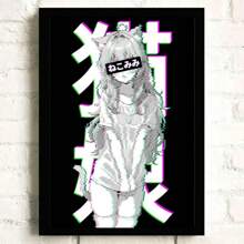 1pc Anime Manga Glitched Sad Girl Anime Vintage Glitch Glitched Catgirl Canvas Printing Home Room Wall Art Decoration Painting No Frame