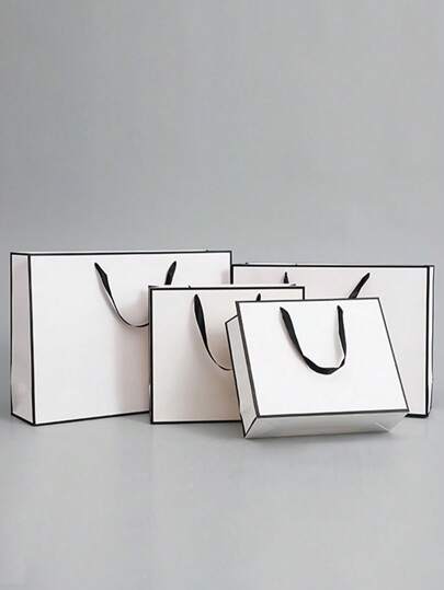 1pc/2pcs White Card Carry Bag, White Paper Bag Wholesale, Gift Bag, Clothing Store Shopping Bag, Jewelry And Beauty Packaging Bag, High-End Gift Bag