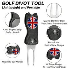 FINGER TEN Golf Divot Repair Tool With 1 Ball Marker Value Pack, Sturdy Solid Pitch Fork Golf Club Pocket Gift For Men Women Gift - Cat Black - View 2
