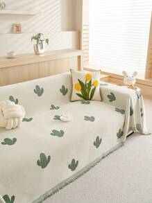 1 件仙人掌图案沙发毯，宠物友好型防刮沙发保护套，可机洗家居装饰，适用于 L 形组合沙发和 1/2/3/4 座沙发（单独出售），圣诞礼物和装饰品 - 綠色 - 查看 4