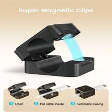 磁性电线整理器，6 件装粘性充电线夹，适用于床头柜，轻松固定电线夹，用于电话、家庭、办公室、办公桌的电线管理 | 通用 | 强磁铁