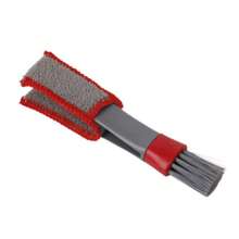 Cepillo de limpieza de 6.3 pulgadas de largo x 3 pulgadas de ancho x 0.78 pulgadas de grosor para el conducto de aire acondicionado del automóvil, herramienta de limpieza del interior, cepillo de cerdas suaves para lavar el automóvil, cepillo para eliminar el polvo de las rejillas. Color: rojo y gris, 1 pieza