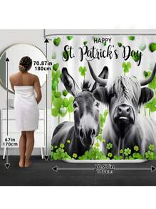 1pc/2pcs/4pcs/6pcs St Patrick's Day Shower Curtain Set With 12 Hooks, Toilet Covers Seat, Bath Mats Non-Slip Rug Carpet, 2 Pieces Ultra-Soft Large Bath Towel, Absorbent Hand Face Towels Washcloths Kitchen Dish Towel, Bathroom Accessories Boy Valentine Heart Valentine Home Bathroom Decor Summer Back To School