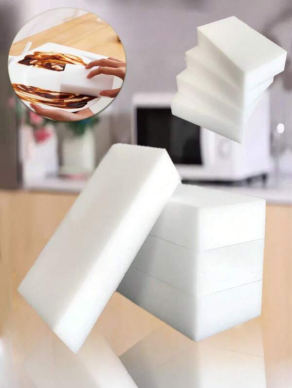 20pcs/10pcs/5pcs Magic Sponge Eraser, Home Nano Sponge Magic Eraser, Multi-Purpose Kitchen Dishwashing And Cleaning Wipe, Thickened Car Washing And Cleaning Shoe Eraser, High Density And Durable, Suitable For Various Surfaces, Suitable For Bathtubs, Floors, Bathrooms, Kitchens And Wall Cleaning, White Nano Sponge