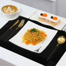 Farfallarossa Set Of 6 Washable American Placemats, Heat-Resistant And Non-Slip, For Kitchen Table - Black - View 6