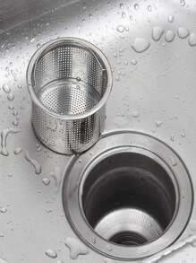 1 pieza Colador de fregadero de acero inoxidable de tamaño pequeño - Protector de drenaje de cocina eficiente, fácil de limpiar, anti-obstrucción, anti-óxido, apto para lavavajillas - Accesorio de cocina esencial para uso doméstico, restaurante y comercial - Plateado - Ver 2