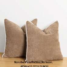 1pc Luxury Decorative Pillow Case, Textured Chenille Trim Square Sofa Cushion Cover, Modern Bohemian Style Woven Throw Pillow Sham Without Insert, Suitable For Sofa, Living Room, Bedroom, Cottage, Also As Gift