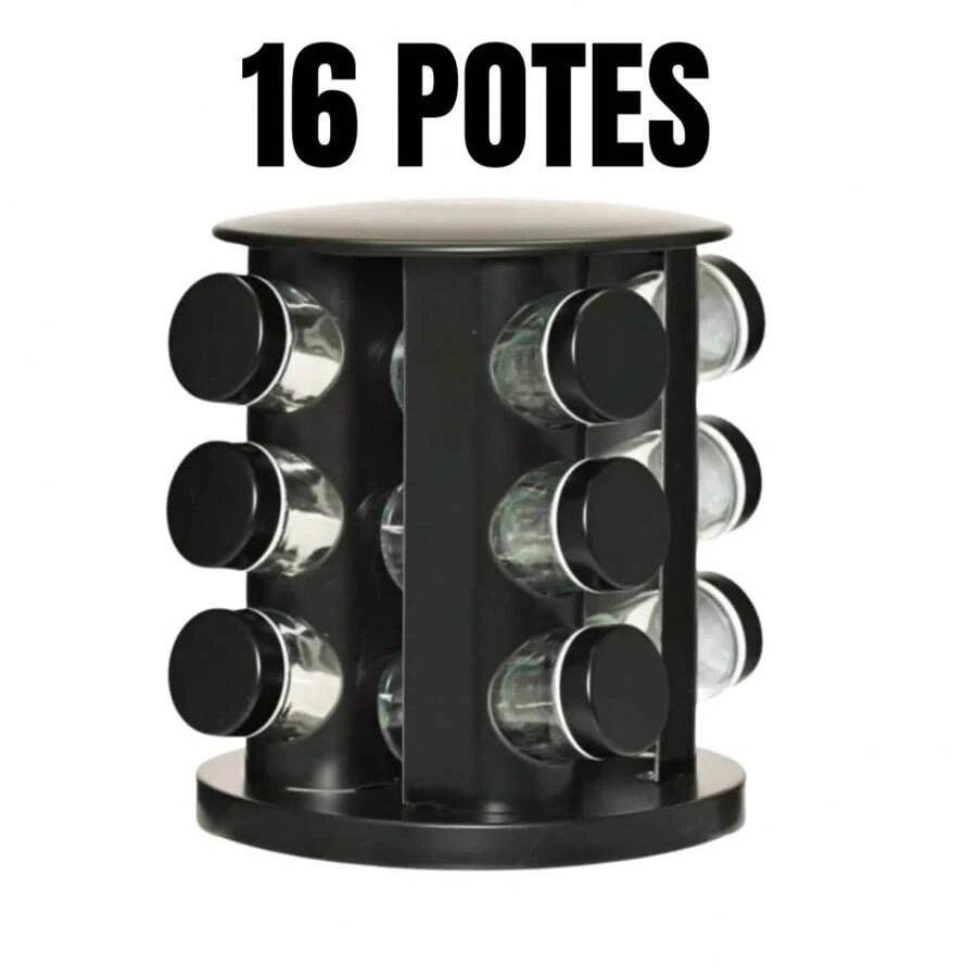 12-Pot Spice Rack Practical For Everyday Use In Your Kitchen - Negro - Ver 1