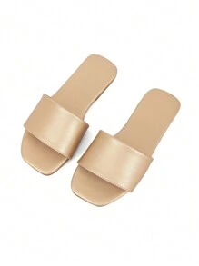 1 Pair Custom-Made Fashionable Flat Slide Slippers - Gold - View 5
