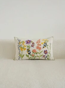 1pc Flower And Bird Exquisite Embroidered Cushion Pillow Case, Dormitory Bedroom Sofa Home Decoration, Machine Washable, No Pillow Core Festival Decoration Rama Gifts Birthday Graduation School Decor School Surprise Dormitory Decor Back To School Room Decor School Supplies