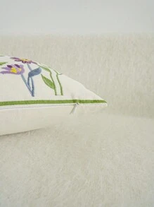 1pc Flower And Bird Exquisite Embroidered Cushion Pillow Case, Dormitory Bedroom Sofa Home Decoration, Machine Washable, No Pillow Core Festival Decoration Rama Gifts Birthday Graduation School Decor School Surprise Dormitory Decor Back To School Room Decor School Supplies