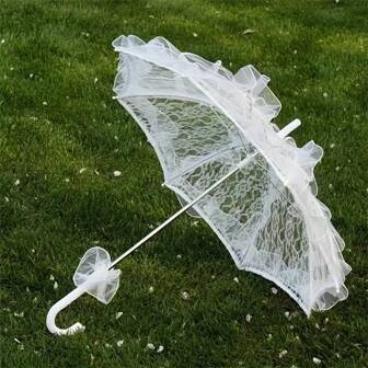 1 Piece, Elegant Lace Parasol, Romantic Bridal Lace Parasol, Tea Party Decoration, Vintage Wedding Accessories, Bridesmaid Flower Photo Props, Suitable For Photo Shoots And Parties, Wedding Ceremonies, Bridal Showers, Birthdays, Bachelorette Celebrations Summer Cooling,Beach,Travel