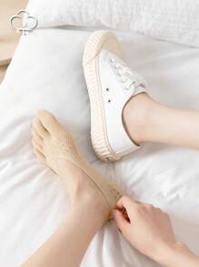 5 Pairs Women's Toe Socks, Invisible Socks, Boat Socks, Low-Cut, Breathable, Moisture-Wicking, Thin For Summer, Mesh Design