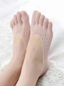 5 Pairs Women's Toe Socks, Invisible Socks, Boat Socks, Low-Cut, Breathable, Moisture-Wicking, Thin For Summer, Mesh Design