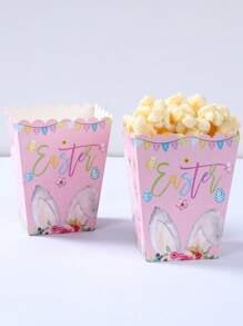 6 Piezas Caja de palomitas con diseño de huevos y conejos de Pascua, Caja de patatas fritas, Vasos para palomitas, Cajas para pan de panadería, Caja de regalo para fiestas de Pascua feliz, Bolsas de regalo para decoración, Para noche de cine familiar, Decoración de fiestas de primavera - Multicolor - Ver 6