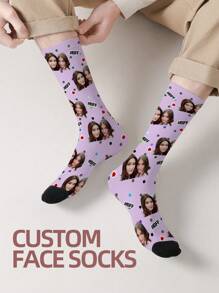 1 Pair Custom Face Socks, Custom Photo Sock, Custom Printed Socks, Personalized Funny Face Socks, Custom Picture Socks, Put Any Face On The Socks, Anniversary Gift, Fall - Multicolor - View 6