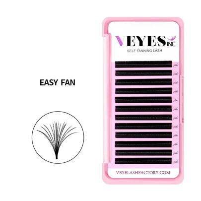 VEYES Easy Fan Volume Lash Extensions 03 05 07 C/CC/D Curl Mixed & Single Length Tray, Matte Black Self Fanning Eyelashes, Professional Supplies For Lash Techs