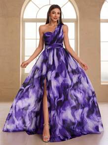 YISIKADO Women's Sleeveless Tie-Dye Print Vacation Style Dress, Party Dress, Wedding Guest Dress, Formal Dress, Evening Dress,Gown - Purple - View 5