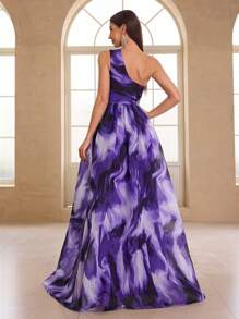 YISIKADO Women's Sleeveless Tie-Dye Print Vacation Style Dress, Party Dress, Wedding Guest Dress, Formal Dress, Evening Dress,Gown - Purple - View 3