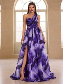 YISIKADO Women's Sleeveless Tie-Dye Print Vacation Style Dress, Party Dress, Wedding Guest Dress, Formal Dress, Evening Dress,Gown - Purple - View 4