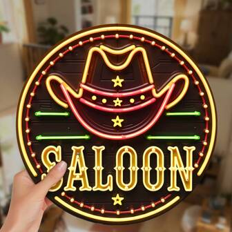 1pc Classic Stylish Neon Western Cowboy Hat Bar Sign Decor, Wall Hanging Accessory, Entrance Decoration, Multi-Purpose Use, No Battery Required,Home Decor ,Room Decor,Wall Decor