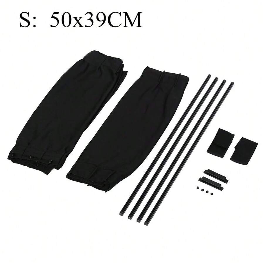 2pcs 50cm Car Sun Shade Side Window Curtain Auto Foldable Uv Protection Accessories Black Pure Cloth Auto Accessories - Black - View 1