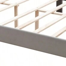 Upholstered Bed Button Tufted With Curve Design - Strong Wood Slat Support - Easy Assembly - Gray Velvet - Platform Bed - Queen - Nhiều màu - Xem 11
