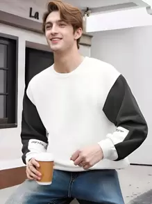 Men's Fleece Sweatshirt, Crew para Hombre, Sudadera de vellón de manga larga con cuello redondo para hombre - Blanco - Ver 2