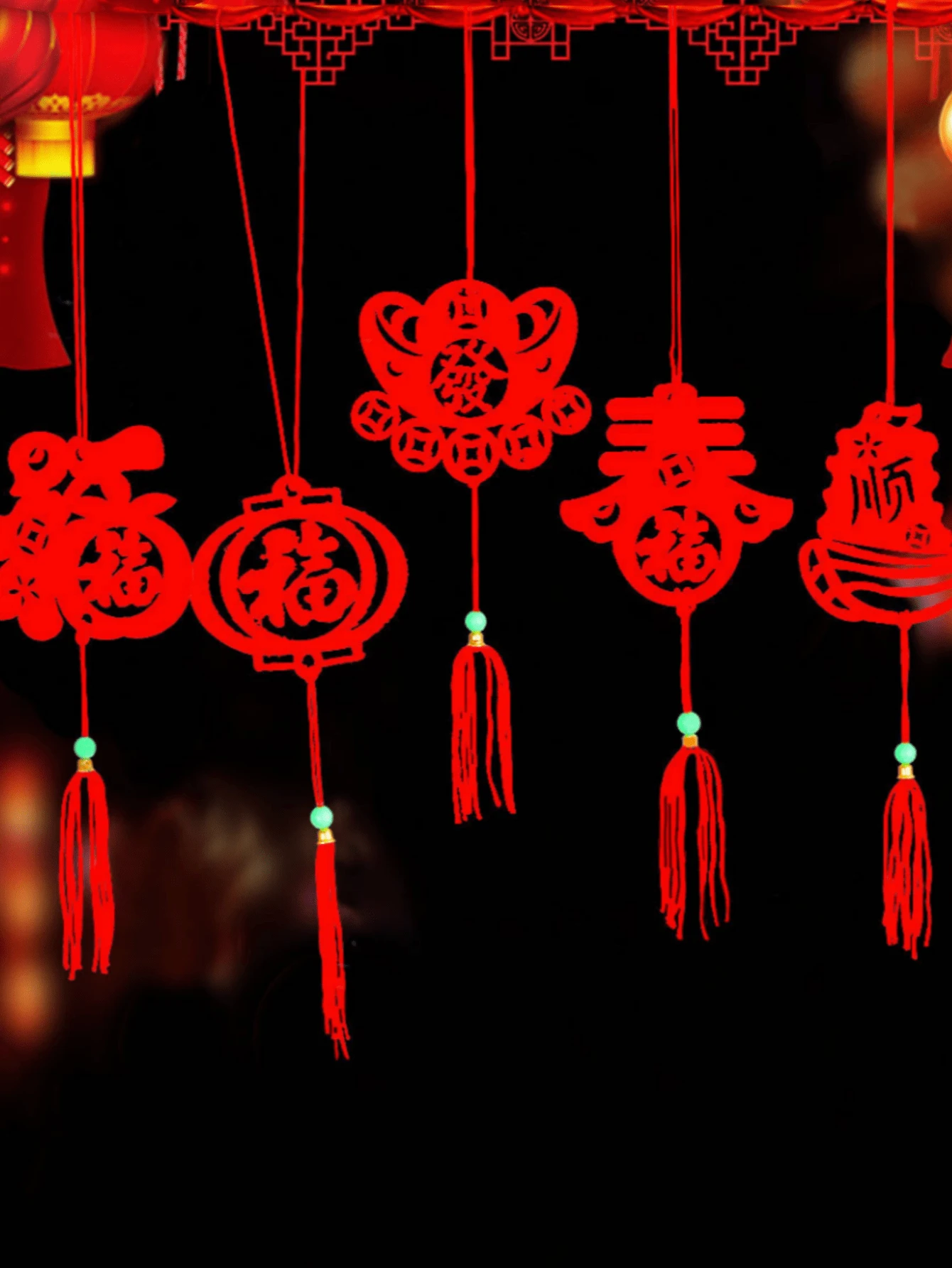 6pcs 2025 New Year & Chinese Spring Festival Fu Character Hanging