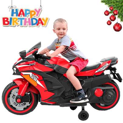 Motorcycle For Kids, 12V Kids Motorcycle Ride On For Childs 3-6 Years ,Powered Ride-Ons Toy Gift