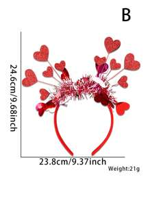 1 pièce, Serre-tête de la Saint-Valentin avec sequins en forme de cœur. Accessoire de cheveux de la Saint-Valentin en fil de métal rouge. Accessoire de photo de fête, décoration de mariage. Accessoire de cheveux pour femmes et filles. Accessoire pailleté pour carnaval, fête à thème romantique, fournitures de décoration de mariage