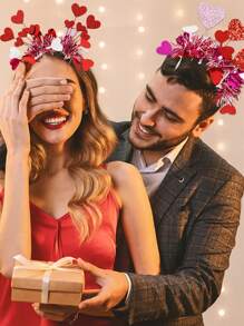 1 pièce, Serre-tête de la Saint-Valentin avec sequins en forme de cœur. Accessoire de cheveux de la Saint-Valentin en fil de métal rouge. Accessoire de photo de fête, décoration de mariage. Accessoire de cheveux pour femmes et filles. Accessoire pailleté pour carnaval, fête à thème romantique, fournitures de décoration de mariage