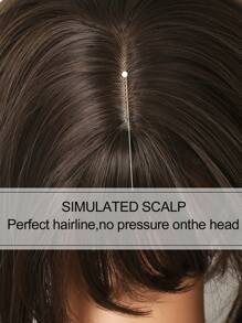 儿童短棕色鲍勃假发儿童女孩巧克力棕色鲍勃假发带刘海角色扮演派对合成假发玫瑰网日常佩戴假发 - 深棕色 - 查看 3