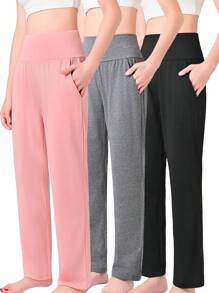 Femei, picioare largi, largi, yoga, confort acasă, pantaloni de pijama