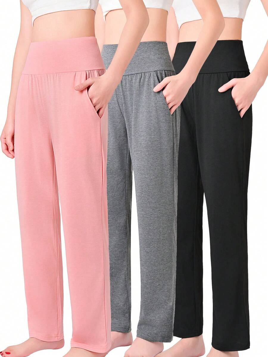 Femei, picioare largi, largi, yoga, confort acasă, pantaloni de pijama