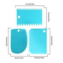 3 件装奶油刮刀不对称齿边DIY梳子蛋糕装饰翻糖糕点切刀烘焙工具