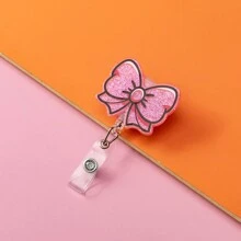 TONAVIETO 1PC Roze intrekbare vlinder badge reel, schattige draaibare alligator rug clip badge houder clip voor kantoormedewerker verpleegster arts student Valentijnsdag cadeau