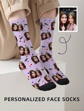 1 Pair Custom Face Socks, Custom Photo Sock, Custom Printed Socks, Personalized Funny Face Socks, Custom Picture Socks, Put Any Face On The Socks, Anniversary Gift, Fall
