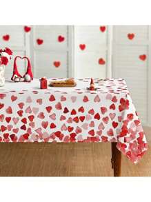 1pc Heart-Shaped Tablecloth, For Birthday, Anniversary, Valentine's Day, Wedding, Celebration Events, Room & Home Decor, Family Gathering, Theme Party, Dining Table, Outdoor Picnic Yard Decoration