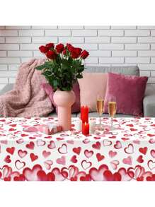 1pc Heart-Shaped Tablecloth, For Birthday, Anniversary, Valentine's Day, Wedding, Celebration Events, Room & Home Decor, Family Gathering, Theme Party, Dining Table, Outdoor Picnic Yard Decoration