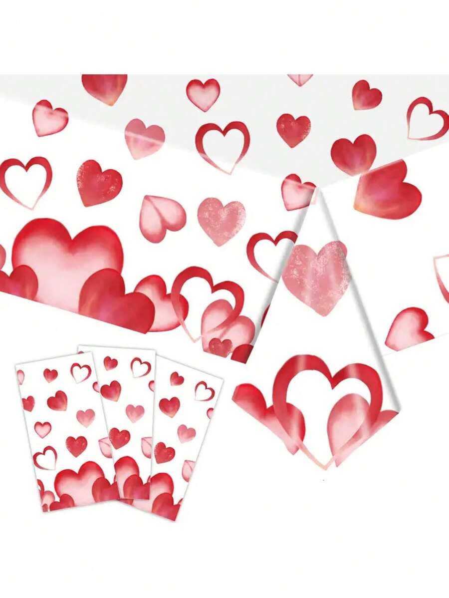 1pc Heart-Shaped Tablecloth, For Birthday, Anniversary, Valentine's Day, Wedding, Celebration Events, Room & Home Decor, Family Gathering, Theme Party, Dining Table, Outdoor Picnic Yard Decoration