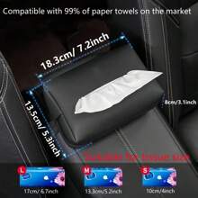 PU Leather Car Armrest Tissue Box, Seat Mounted Tissue Holder, Car & Home Dual Use Tissue Bag, Visor Mounted Tissue Box, Car Organizer (Tissue Not Included)