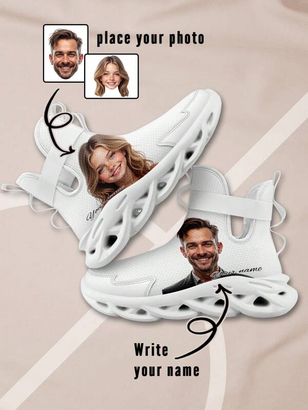 Personalisierter Reflektor-Riemen Hoch-Top Sneaker mit individuellem Foto und Name, einzigartiges Geschenk für Frauen, wasserdichte Freizeitschuhe, bequem und stylish, Geschenk zu Geburtstag/Jahrestag/Feiertagen, sicheres reflektierendes Design Sneaker für Tag- und Nachttragen