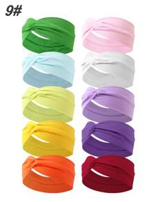 Bộ 10 băng đô cài tóc nữ màu trơn thêu chữ thập, phụ kiện tóc thời trang, băng đô turban thường ngày, băng thấm mồ hôi, băng đô mùa thu đông cho trang phục đi nghỉ mát, khăn choàng thanh lịch cho nữ, khăn bandana mềm mại cho trang phục mùa hè. - Nhiều màu - Xem 18