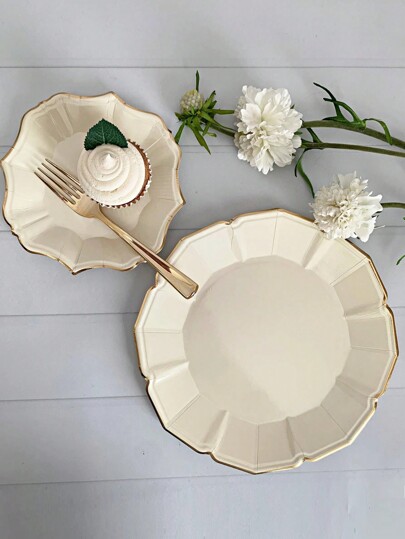 60 Stück weiße Pappteller - weiße Einwegteller für Party/Hochzeit - beinhaltet 30 Stück 10-Zoll weiße Dinner-Teller und 30 Stück 7-Zoll weiße Dessert-/Salatteller für Ostern