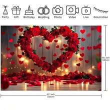 1 pezzo Sfondo fotografico per fotografia romantica di anniversario di matrimonio, con decorazione a banner di amore rosso, rosa, per confessione d'amore, San Valentino, festa della mamma, 82,7*59,1/59,1*39,4/39,4*29,5 pollici